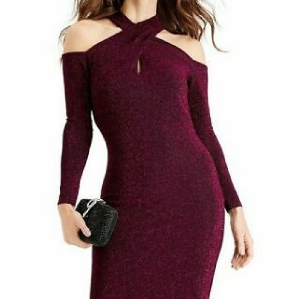 RACHEL Rachel Roy Metallic Halter Bodycon Dress